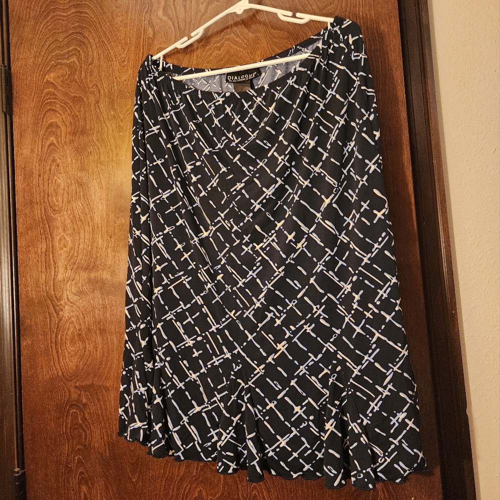 Black skirt with blue and white designs